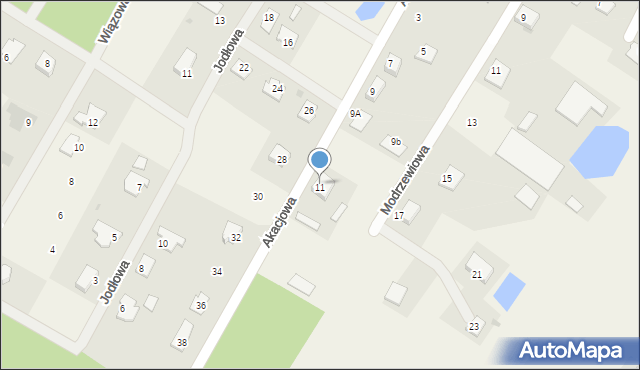 Osiek nad Wisłą, Akacjowa, 11, mapa Osiek nad Wisłą