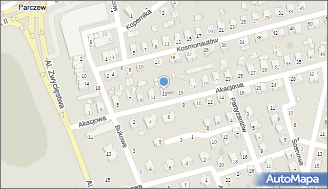 Parczew, Akacjowa, 13, mapa Parczew