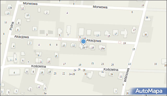 Pęgów, Akacjowa, 14, mapa Pęgów
