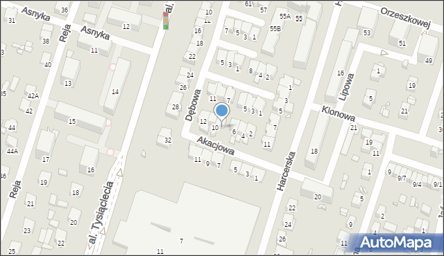 Piastów, Akacjowa, 8, mapa Piastów