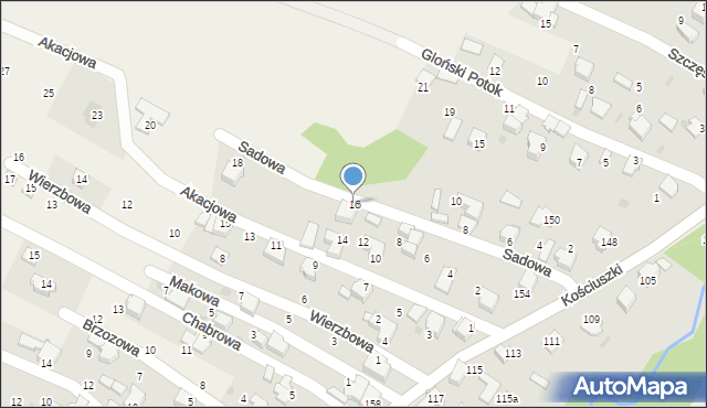 Pietrzykowice, Akacjowa, 16, mapa Pietrzykowice