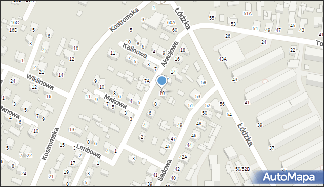 Piotrków Trybunalski, Akacjowa, 10, mapa Piotrków Trybunalski