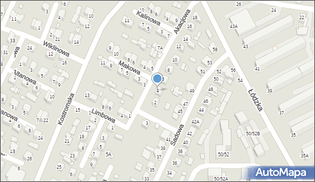 Piotrków Trybunalski, Akacjowa, 4, mapa Piotrków Trybunalski