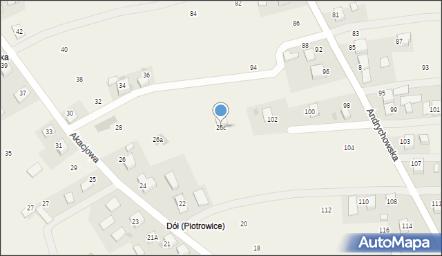 Piotrowice, Akacjowa, 26c, mapa Piotrowice