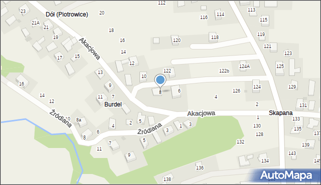 Piotrowice, Akacjowa, 8, mapa Piotrowice