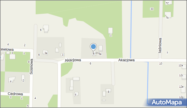Piskórka, Akacjowa, 5, mapa Piskórka