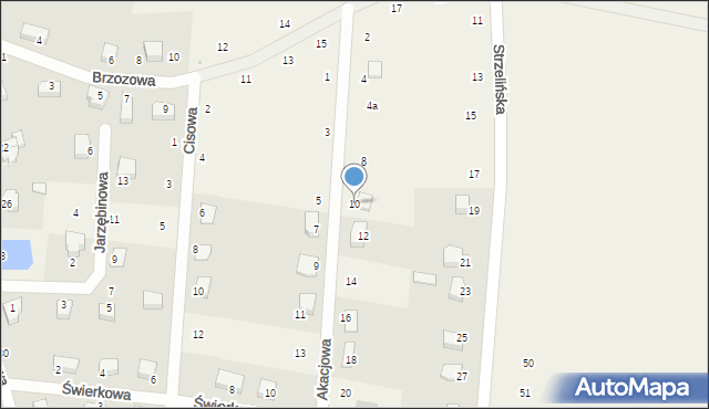 Pławna, Akacjowa, 10, mapa Pławna