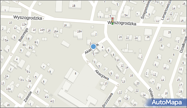 Płock, Akacjowa, 1, mapa Płock