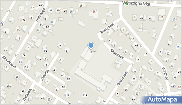 Płock, Akacjowa, 8, mapa Płock