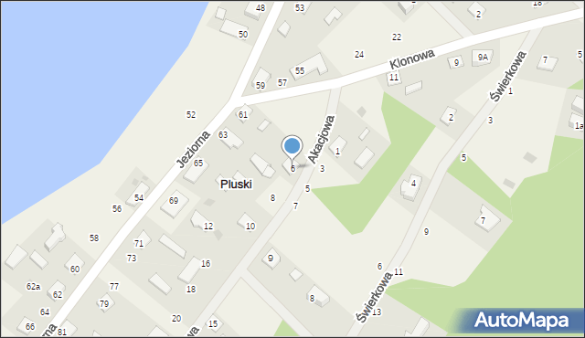 Pluski, Akacjowa, 6, mapa Pluski