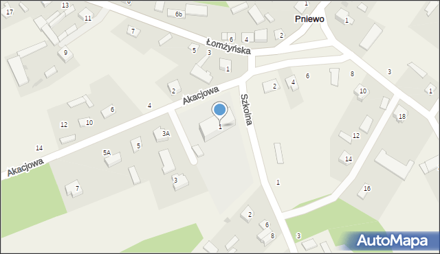 Pniewo, Akacjowa, 1, mapa Pniewo