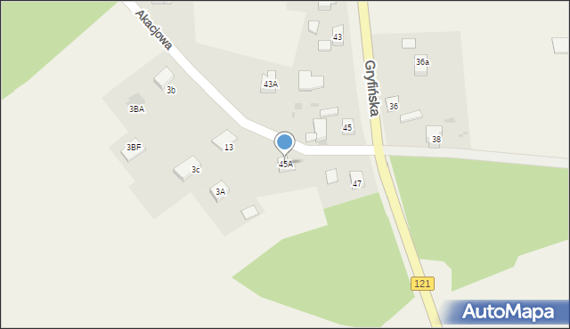 Pniewo, Akacjowa, 1, mapa Pniewo