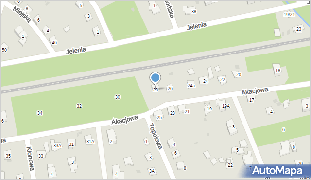 Podkowa Leśna, Akacjowa, 28, mapa Podkowa Leśna