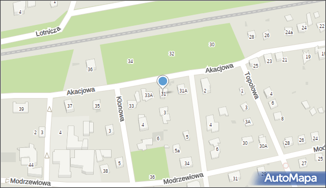 Podkowa Leśna, Akacjowa, 31, mapa Podkowa Leśna