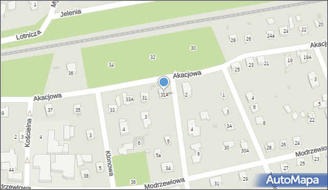 Podkowa Leśna, Akacjowa, 31A, mapa Podkowa Leśna