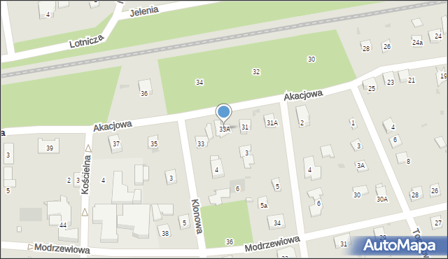 Podkowa Leśna, Akacjowa, 33A, mapa Podkowa Leśna