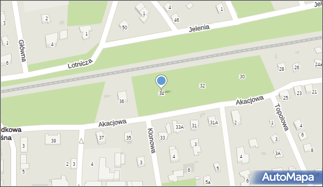 Podkowa Leśna, Akacjowa, 34, mapa Podkowa Leśna