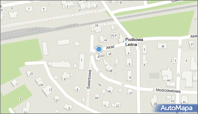 Podkowa Leśna, Akacjowa, 47, mapa Podkowa Leśna