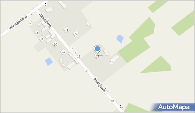 Podrudzie, Akacjowa, 13, mapa Podrudzie
