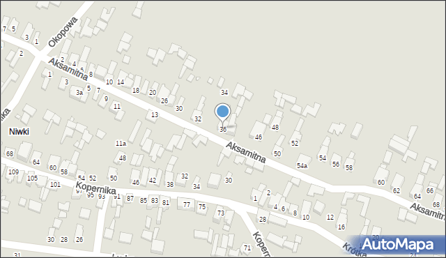 Poręba, Aksamitna, 36, mapa Poręba
