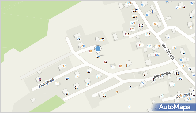 Przeginia Duchowna, Akacjowa, 16, mapa Przeginia Duchowna