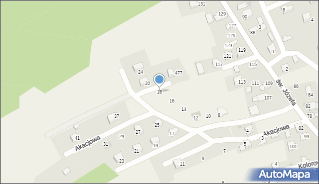 Przeginia Duchowna, Akacjowa, 18, mapa Przeginia Duchowna