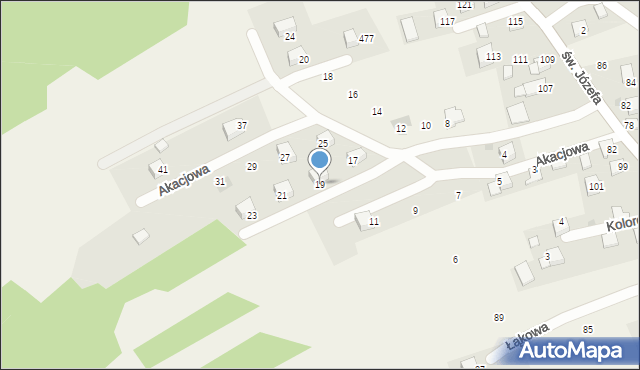 Przeginia Duchowna, Akacjowa, 19, mapa Przeginia Duchowna