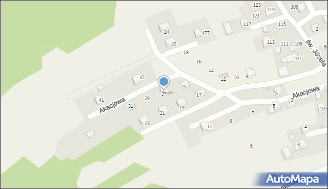 Przeginia Duchowna, Akacjowa, 27, mapa Przeginia Duchowna