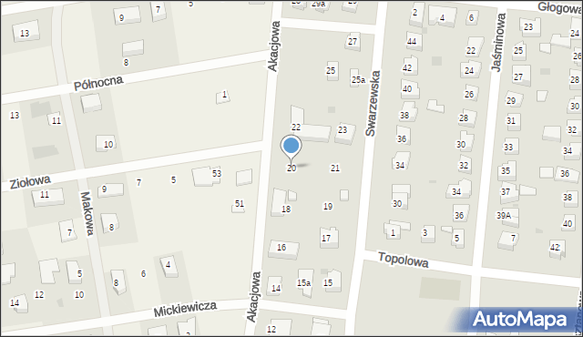 Puck, Akacjowa, 20, mapa Puck