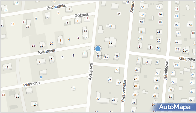 Puck, Akacjowa, 28, mapa Puck
