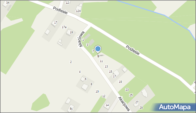 Pysznica, Akacjowa, 9, mapa Pysznica