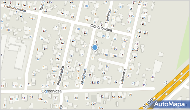 Radom, Akacjowa, 6, mapa Radomia