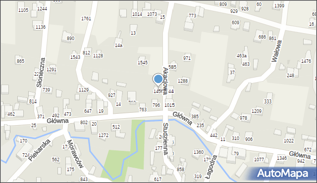 Radziechowy, Akacjowa, 1456, mapa Radziechowy