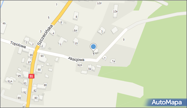 Radziszewo, Akacjowa, 5, mapa Radziszewo