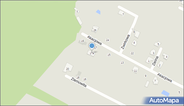 Radzymin, Akacjowa, 17a, mapa Radzymin