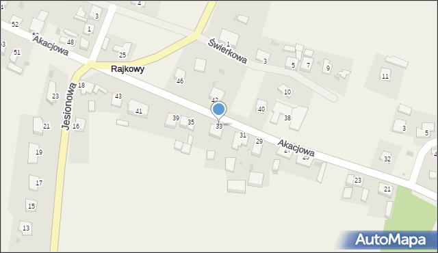 Rajkowy, Akacjowa, 33, mapa Rajkowy