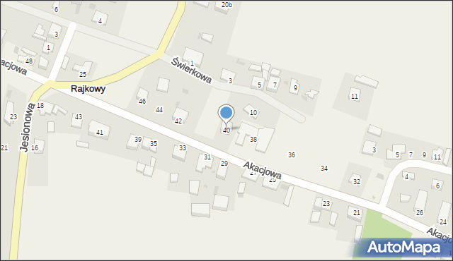 Rajkowy, Akacjowa, 40, mapa Rajkowy