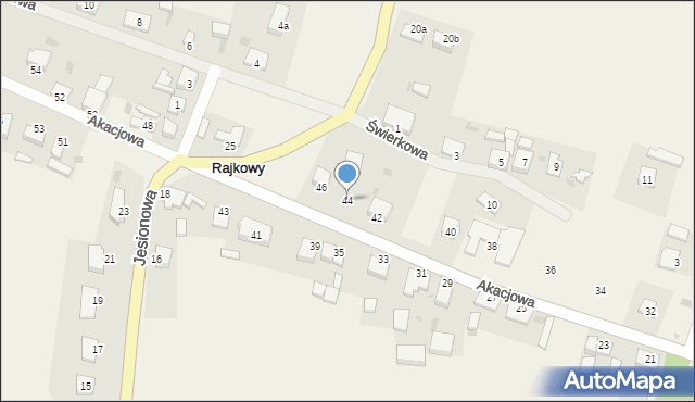 Rajkowy, Akacjowa, 44, mapa Rajkowy