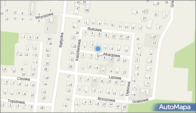 Rowy, Akacjowa, 6, mapa Rowy