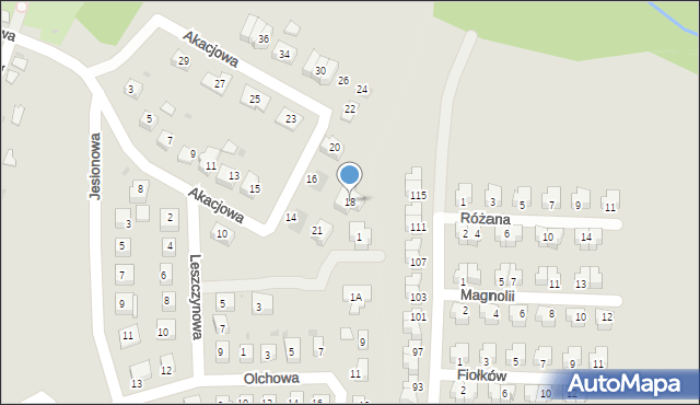 Ruda Śląska, Akacjowa, 18, mapa Rudy Śląskiej