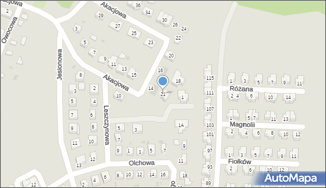 Ruda Śląska, Akacjowa, 21, mapa Rudy Śląskiej