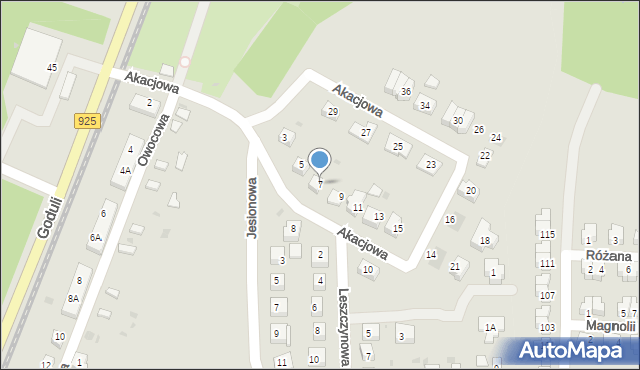 Ruda Śląska, Akacjowa, 7, mapa Rudy Śląskiej