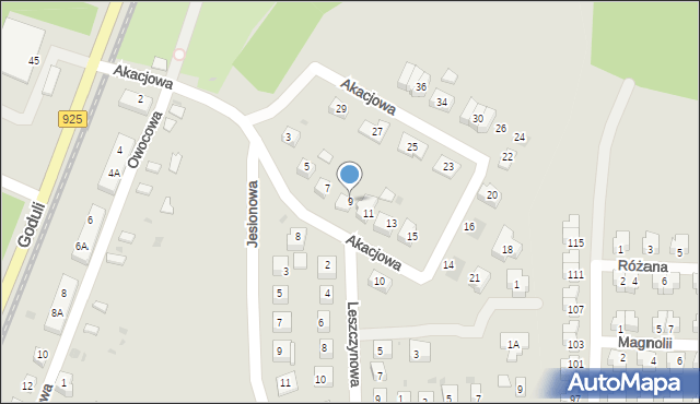 Ruda Śląska, Akacjowa, 9, mapa Rudy Śląskiej