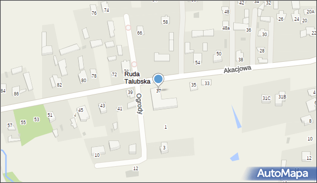 Ruda Talubska, Akacjowa, 37, mapa Ruda Talubska