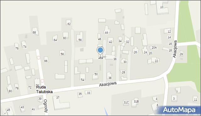 Ruda Talubska, Akacjowa, 48a, mapa Ruda Talubska