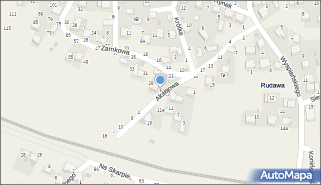 Rudawa, Akacjowa, 2, mapa Rudawa