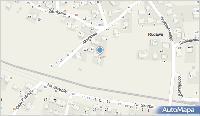 Rudawa, Akacjowa, 3, mapa Rudawa