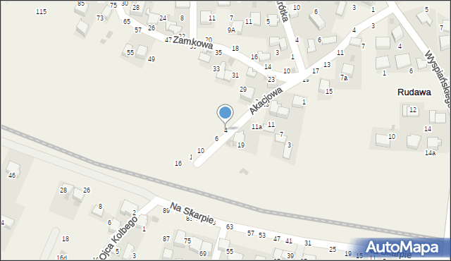 Rudawa, Akacjowa, 4, mapa Rudawa