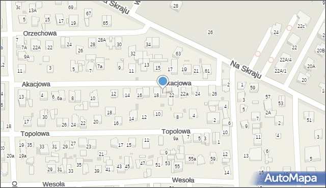Rybie, Akacjowa, 18a, mapa Rybie