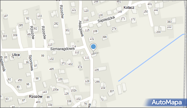 Rzozów, Akacjowa, 101, mapa Rzozów